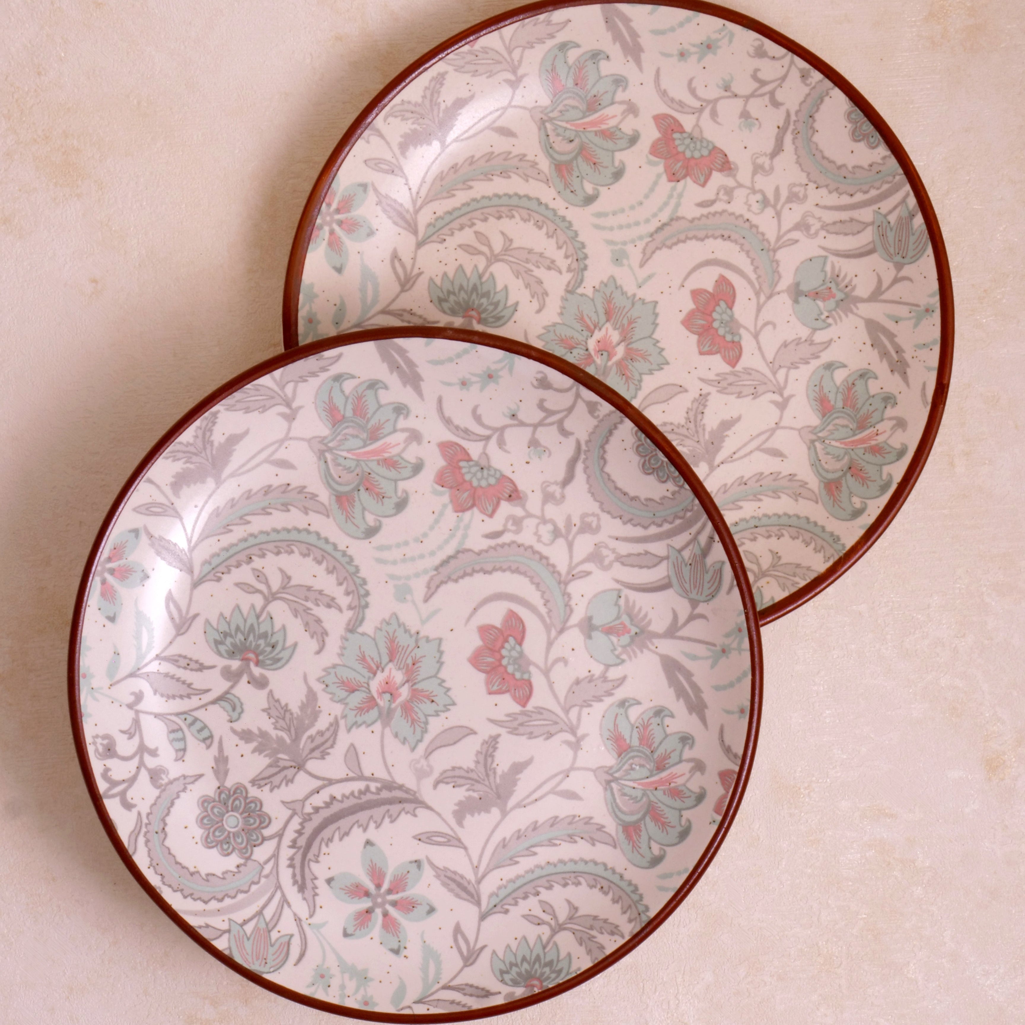 Green Flower Quarter Plate - 7 Inch (Set of 2)