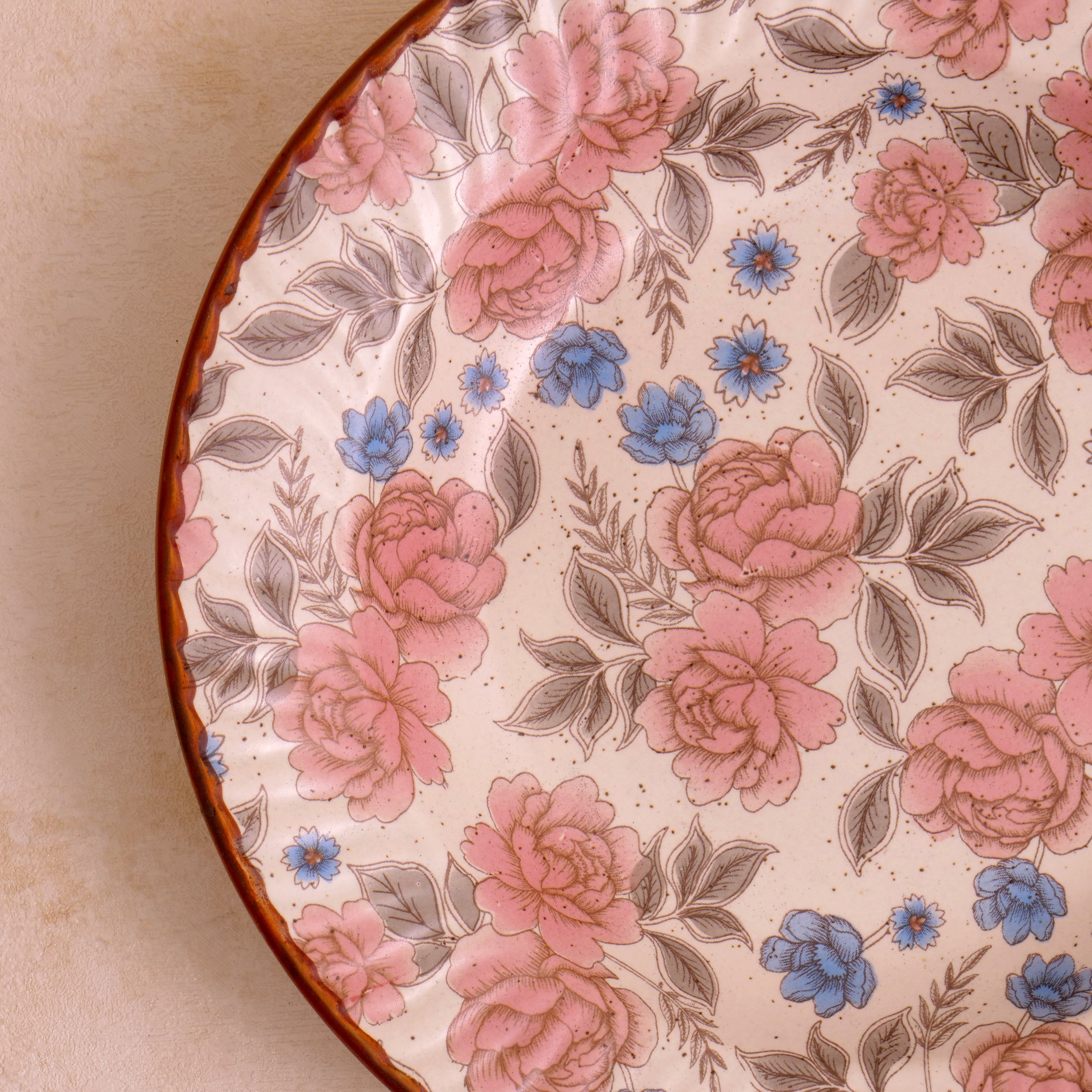 Pink Flower Pasta Plate - 9 Inch (Set of 2)