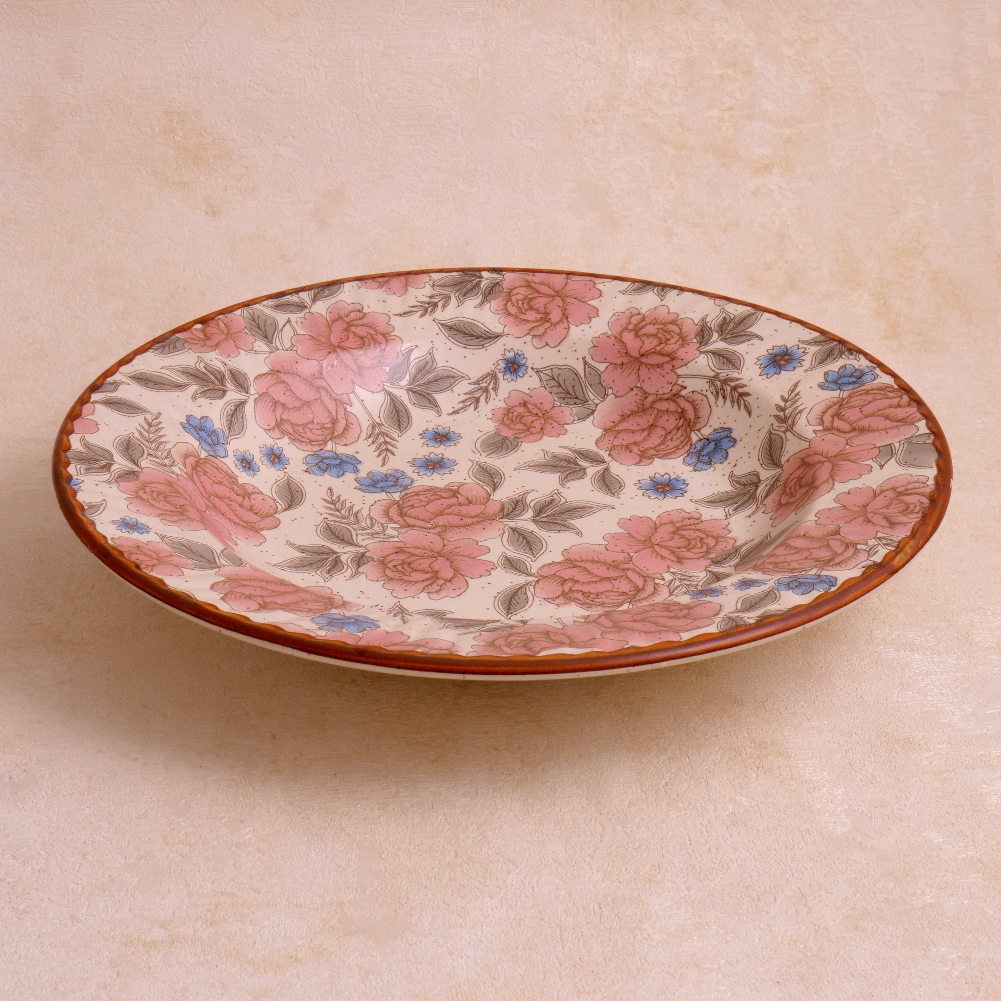 Pink Flower Pasta Plate - 9 Inch (Set of 2)