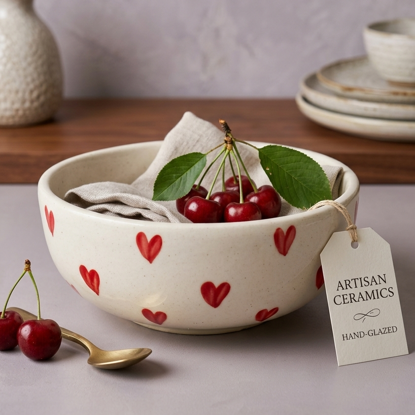 Red Heart Fruit Bowl - 5 Inch (Set of 2)