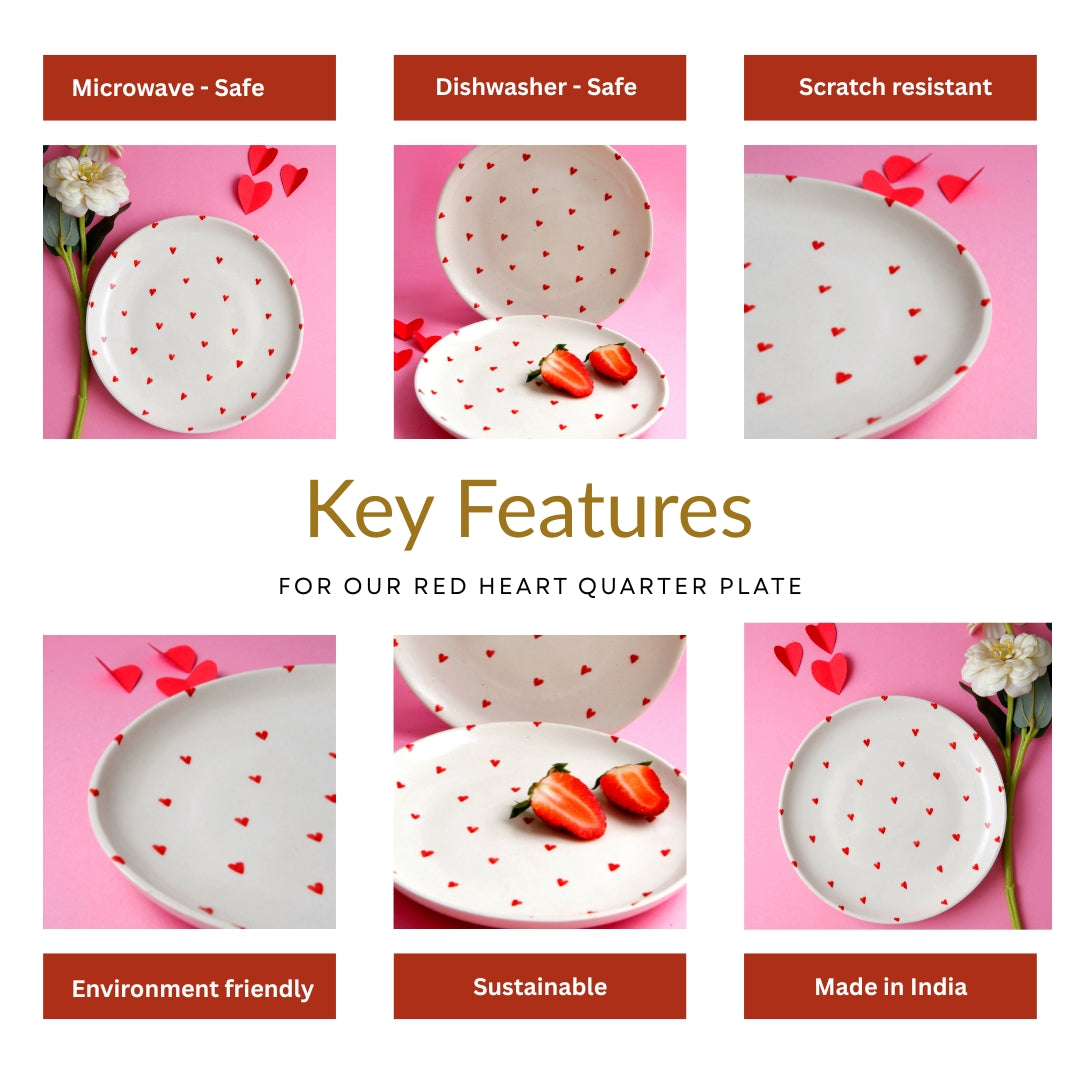 Red Heart Quarter Plate - 7 Inch