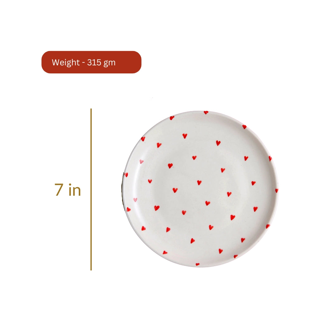 Red Heart Quarter Plate - 7 Inch