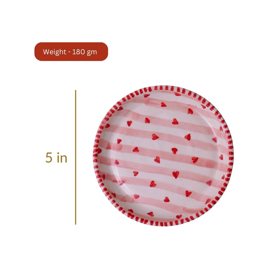 Red Heart with Stripes Plate - 5 Inch