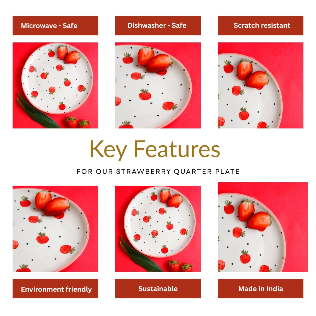 Strawberry Quarter Plate - 7 Inch (Set of 2)