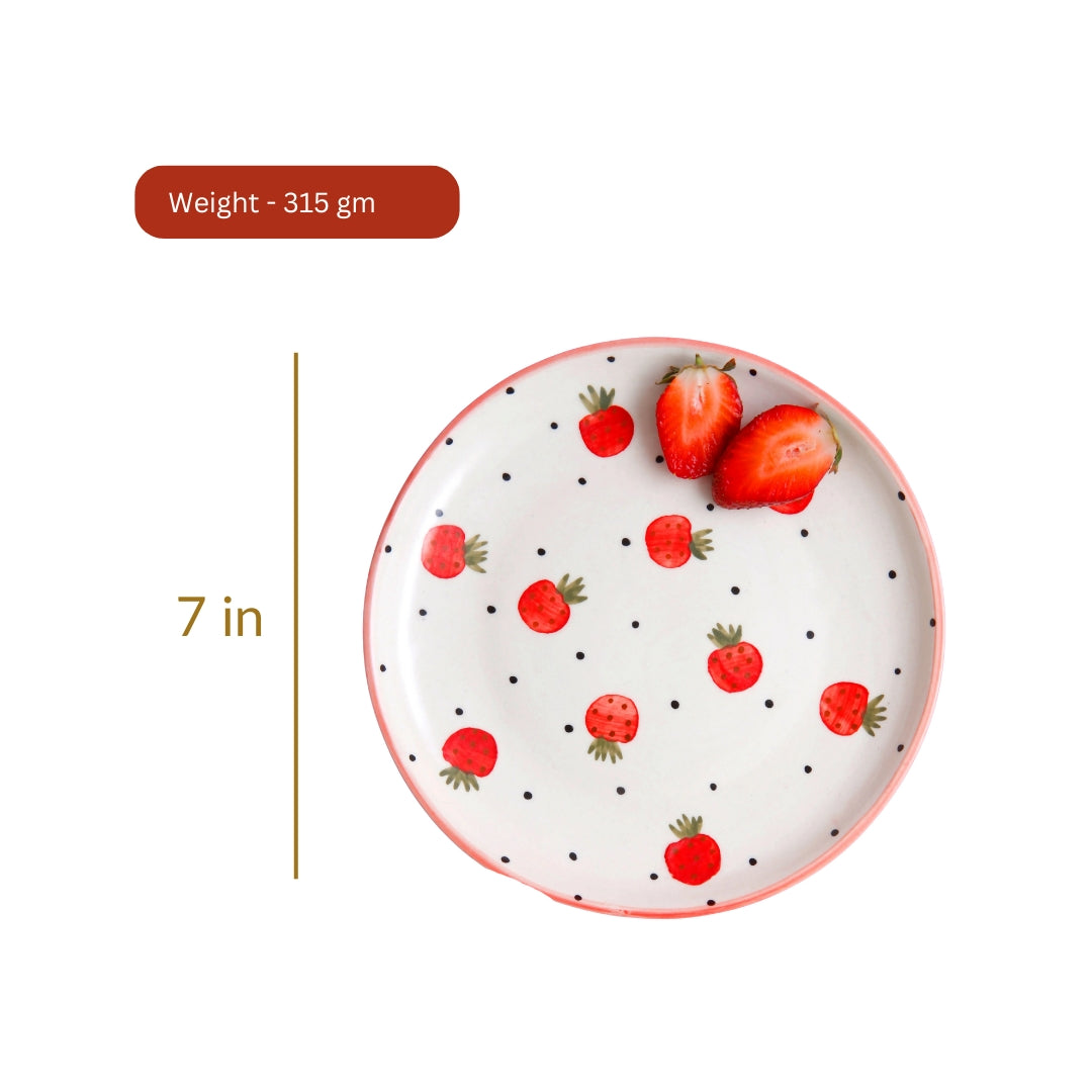 Strawberry Quarter Plate - 7 Inch (Set of 2)