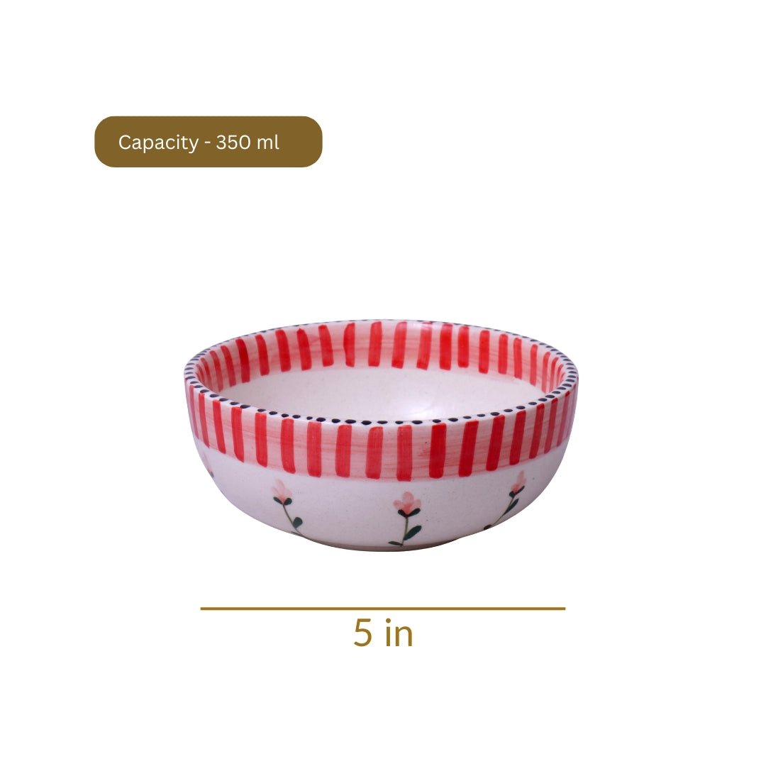 Stripes & Flower Fruit Bowl - 5 Inch