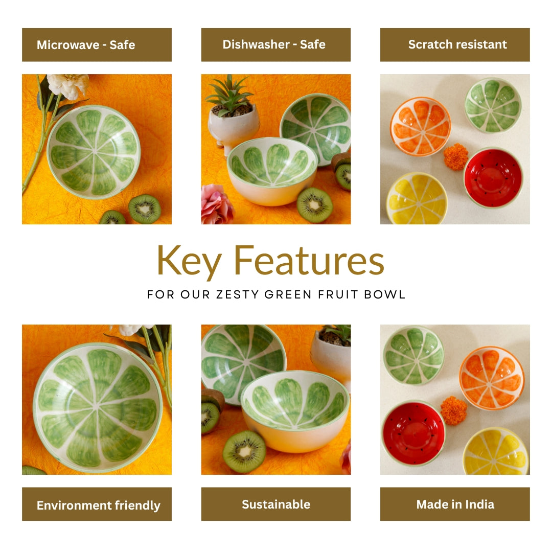 Zesty Green Fruit Bowl - 5 Inch